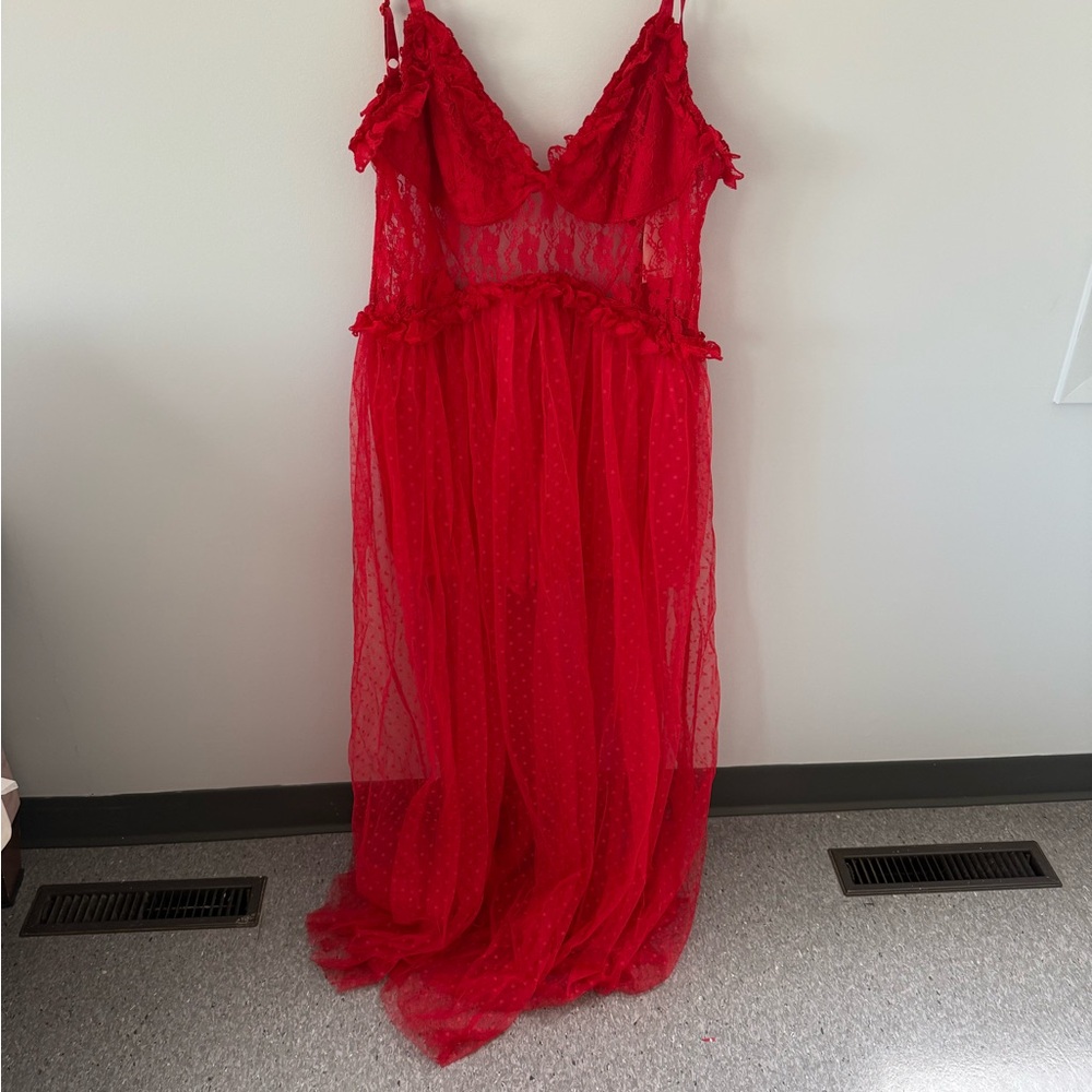 Choosy Red Lace Dress